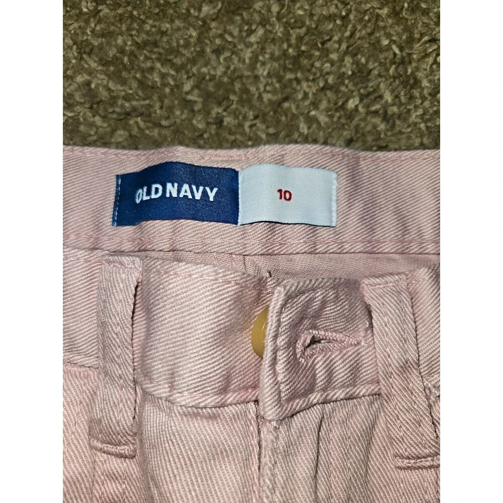 Old Navy Girls Pink Cargo Pants Size 10 Cotton Twill Solid Pockets Button